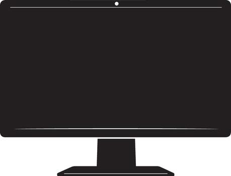negro silueta de un moderno computadora monitor aislado en blanco antecedentes vector