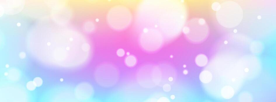 Nursery background with oversized bokeh and gentle sparkle effects. Pastel gradient with cute elements and ample copy space. Stock illustration in baby style. vector