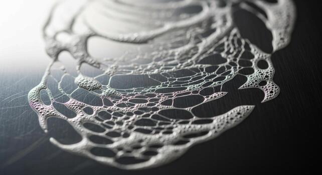 Intricate abstract macro photograph capturing the delicate and complex structure of soap bubbles and foam photo