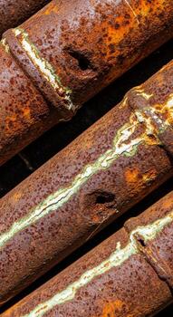 cerca arriba resumen ver de resistido y oxidado metal barras con un texturizado superficie y lineal Destacar foto