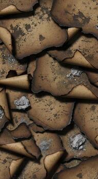 Close up textured abstract pattern of overlapping rough brown and tan natural stone or rock formations with weathered surfaces photo