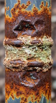 A close up of a rusty pipe with rust on it photo