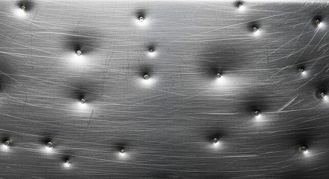 Close up abstract macro photograph of a textured metallic surface with numerous small illuminated indentations creating a unique pattern of light and shadow photo