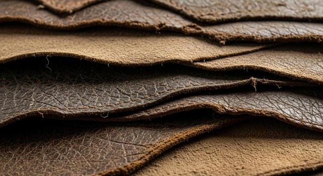 Close up textured view of overlapping weathered brown wooden shingles on a roof creating a natural pattern photo