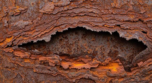A close up of a rusty tree trunk with a hole in it photo