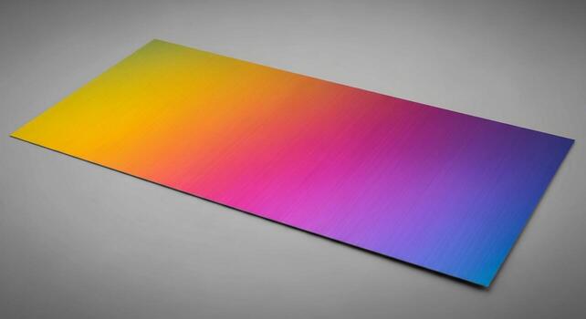 Vibrant rainbow gradient rectangle displaying smooth transition of colors from yellow to blue photo