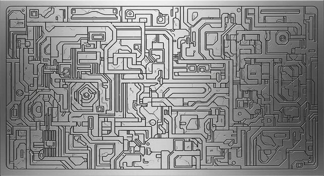 A circuit board with many different shapes and patterns photo