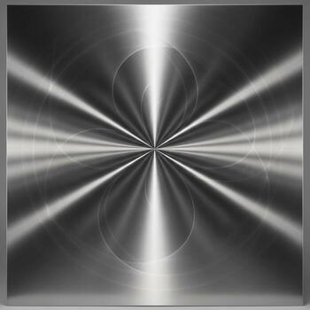 Abstract radial brushed metal pattern with a central circular highlight creating a sense of depth and motion photo