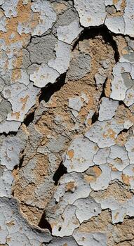 Close up textured view of rough weathered tree bark with intricate patterns and natural earthy tones photo