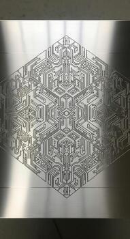 Intricate geometric maze design with a cubic illusion of depth and complexity photo
