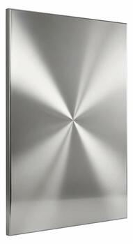 Brushed metal surface with radial light reflections creating a concentric starburst pattern photo