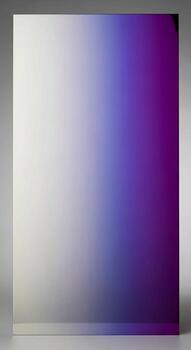 Smooth gradient transition from white to deep purple across a square surface photo