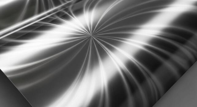 Abstract black and white swirling light streaks radiating from a central point creating a dynamic and energetic visual effect photo