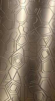 Abstract geometric pattern with hexagonal and irregular shapes in metallic bronze tones creating a textured background photo