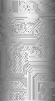 Intricate silver circuit board pattern with detailed lines and connections abstract background photo