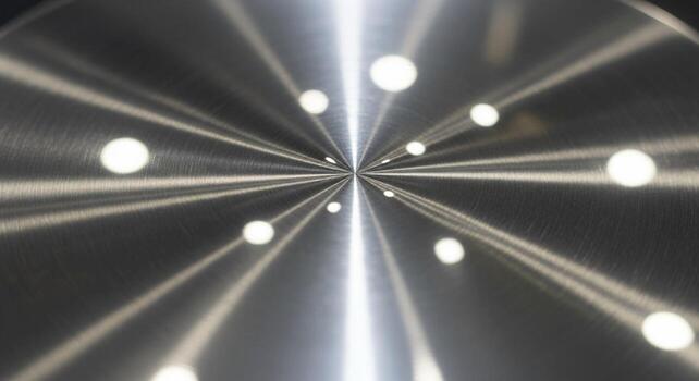 Abstract radial light streaks and glowing orbs emanating from a central point creating a futuristic tunnel effect photo