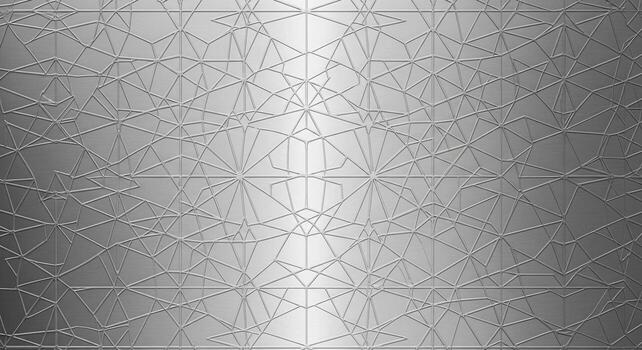 Intricate geometric silver pattern with a brushed metallic texture and subtle light reflections creating a modern and sophisticated background photo