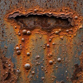 cerca arriba macro ver de fuertemente oxidado metal superficie con peladura pintar y goteo oxidación patrones foto