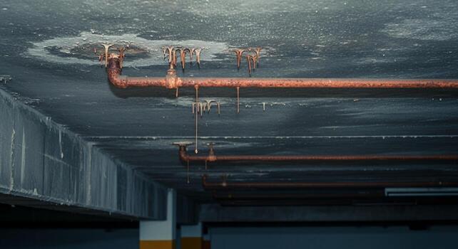 A pipe with rust on it and a pipe with a yellow pipe photo