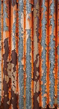 cerca arriba ver de resistido acanalado metal con peladura pintar y rayas de oxido creando un texturizado resumen modelo foto