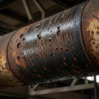 A pipe with rust on it and a hole in it photo