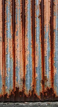 cerca arriba ver de resistido acanalado metal vía muerta con rayas de oxido y peladura pintar creando un texturizado resumen modelo foto