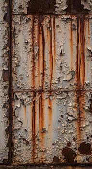 cerca arriba de resistido metal superficie con peladura pintar y rayas de oxido creando un resumen texturizado modelo foto