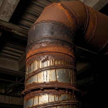A pipe with rust on it and a rusty pipe photo