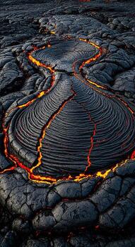 A lava flow with a circular pattern on it photo