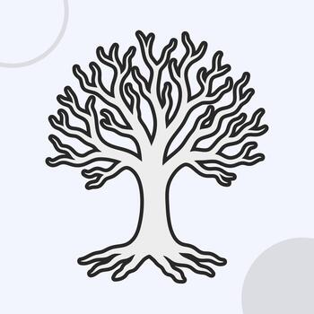 árbol de vida contorno con desnudo ramas vector