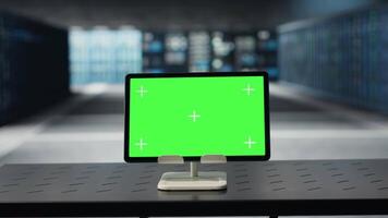 isolerat skärm läsplatta Begagnade till do årlig kolla upp till förlänga data Centrum elektronik liv spänna och undvika driftstopp. attrapp enhet i server bruka övervakning infrastruktur riggar, förebyggande kraschar video