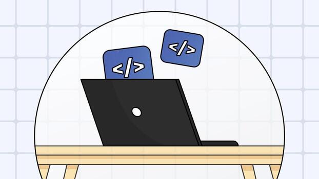 Coding banner with laptop and code icons vector