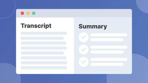 Transcript summary split view banner background vector