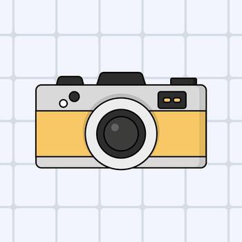Retro camera icon with yellow stripe vector