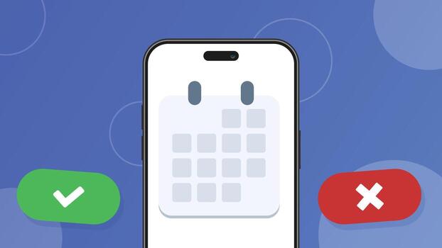 Calendar app banner with check and cross vector