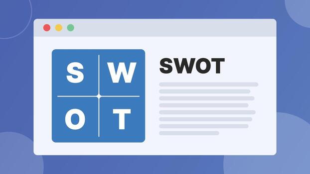 Swot analysis banner in browser window vector