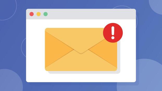 Email alert with envelope in browser vector