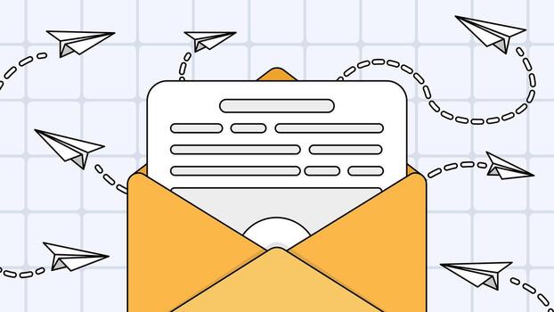Email newsletter envelope with paper planes vector