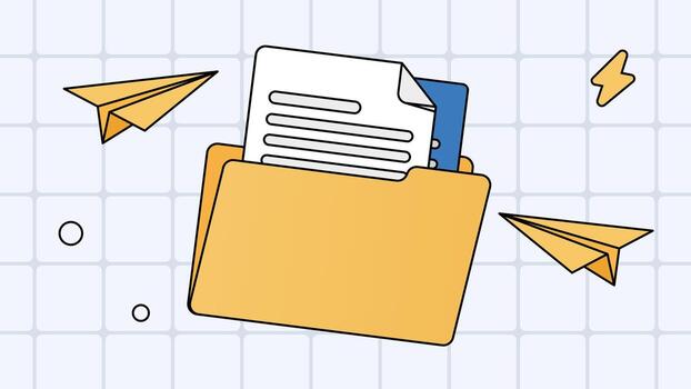 File folder with documents and paper planes vector