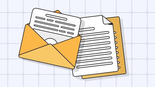 sobre con documentos y archivo carpeta vector