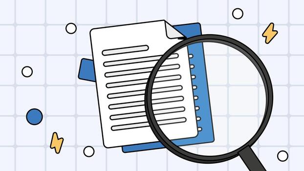 Document audit with magnifying glass vector