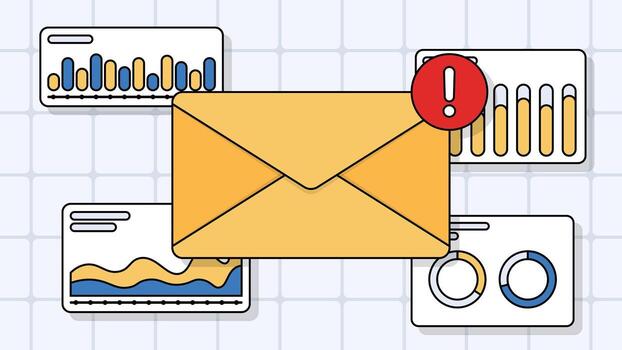 Email alert analytics dashboard banner vector