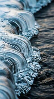 Abstract close up of flowing water creating mesmerizing patterns and textures with light reflections photo