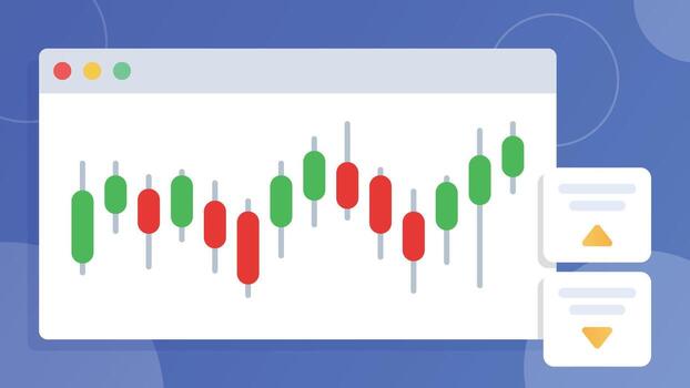 Candlestick chart browser window banner vector