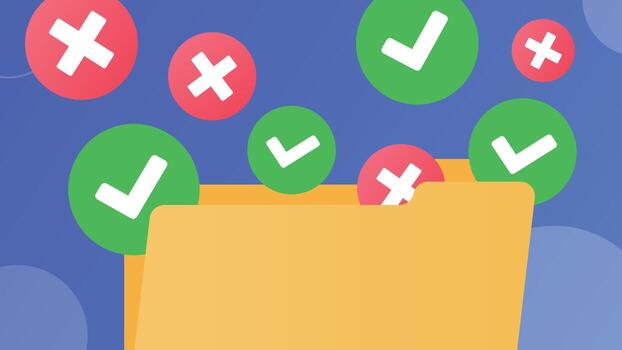 Checklist banner with folder and check icons vector