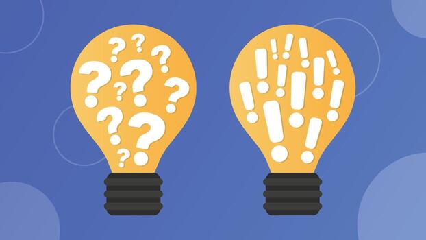 Idea bulbs with question and exclamation marks vector