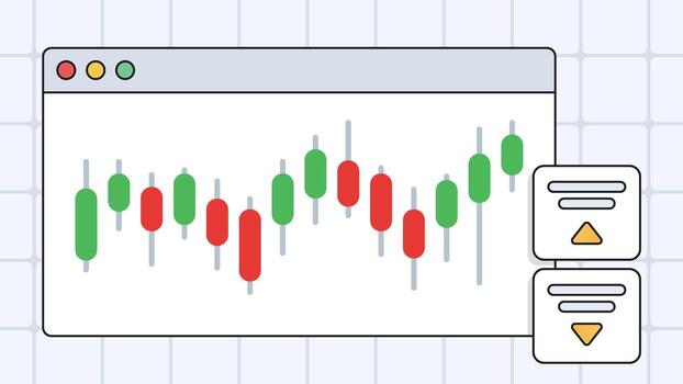 Candlestick chart in browser with alerts vector