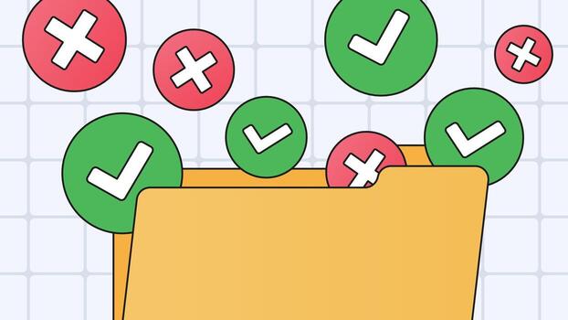 Checklist folder with checks and crosses vector