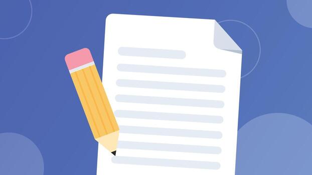 Document editing with pencil banner background vector