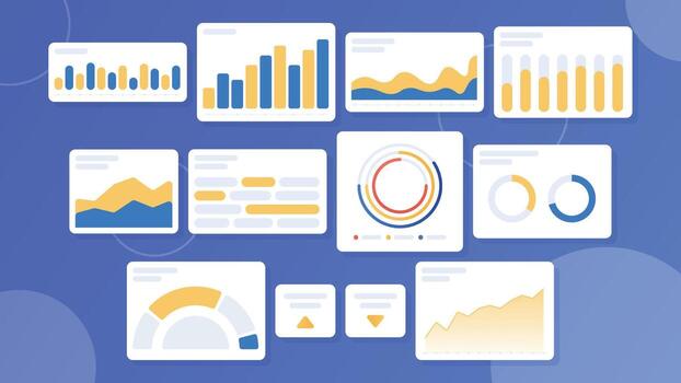 analítica tablero widgets azul bandera antecedentes vector